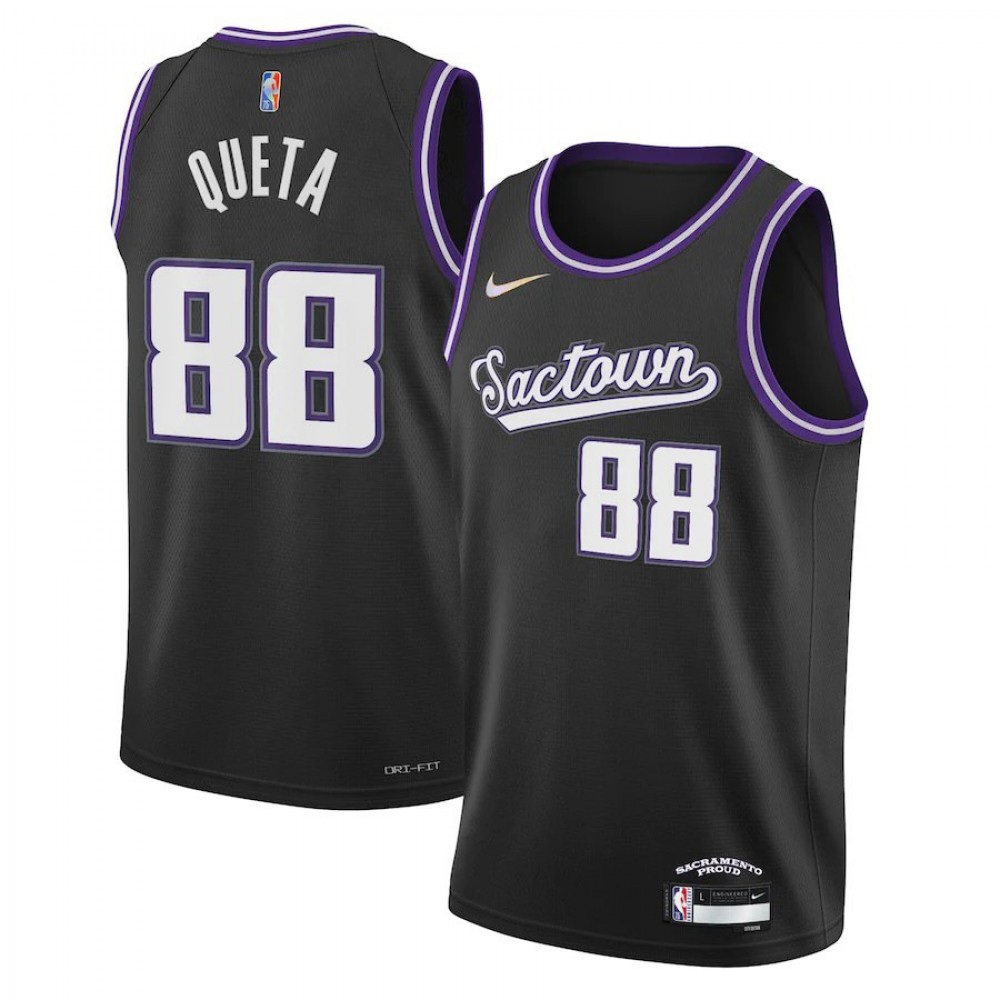 Men's Sacramento Kings Neemias Queta #88 Black 2021/22 Swingman NBA Jersey - City Edition-Pro Kit Vault | Brand New 26/27 Sports Jerseys